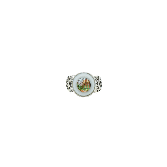 Micromosaic Antique Button Ring