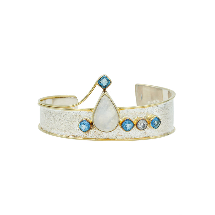 Blue Topaz & Rainbow Moonstone Cuff