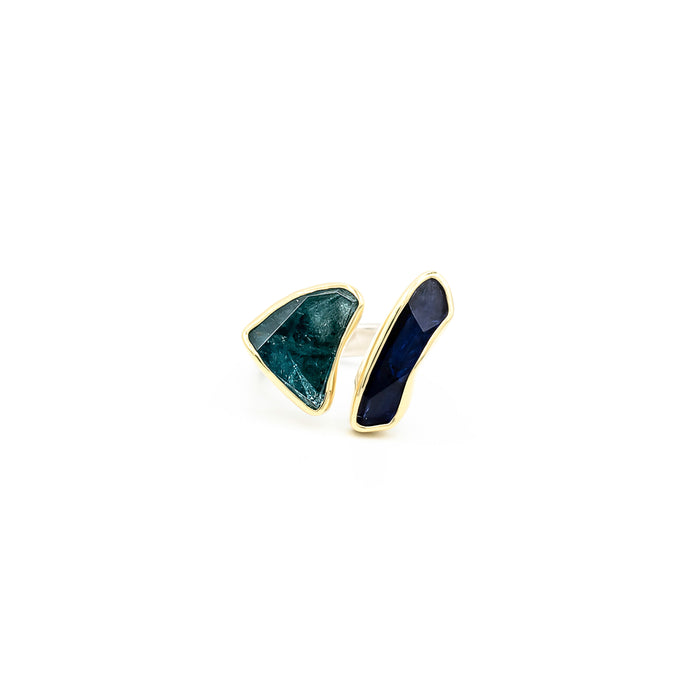 Green Tourmaline & Iolite Ring