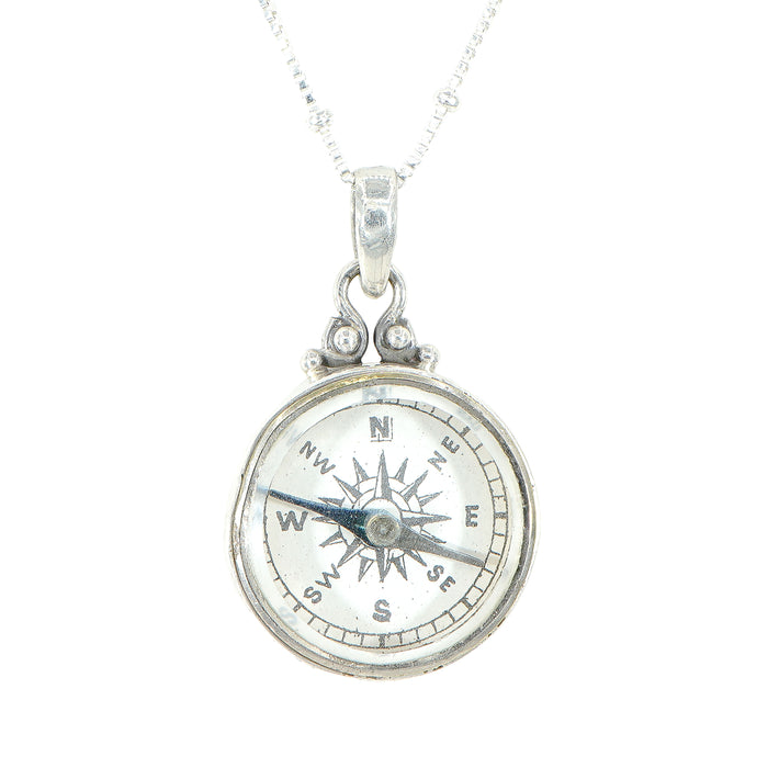 Antique Compass Button Necklace