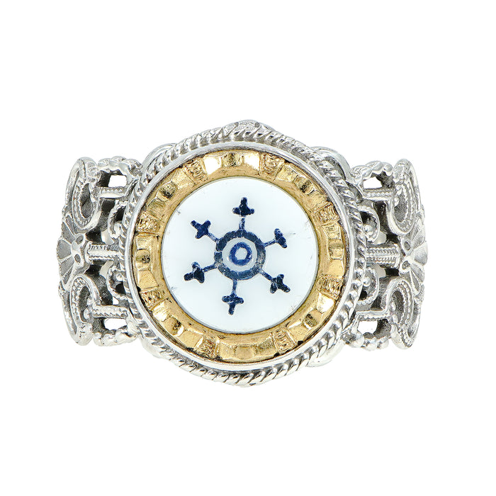 Victorian Nautical Glass Button Ring