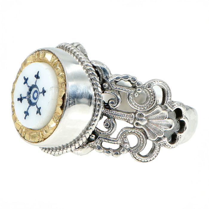Victorian Nautical Glass Button Ring