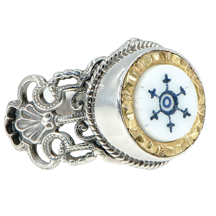 Victorian Nautical Glass Button Ring