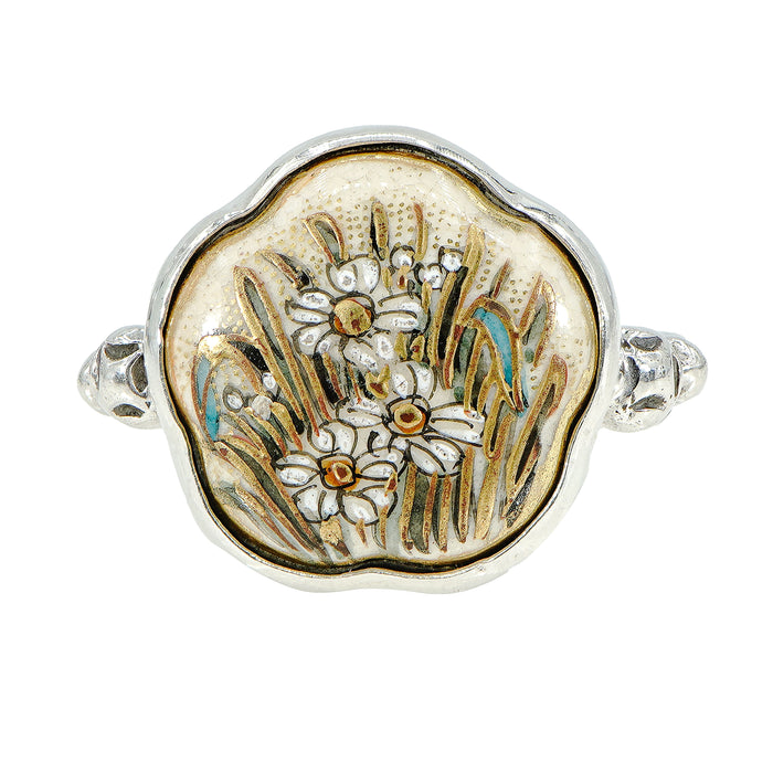 Satsuma Floral Button Ring