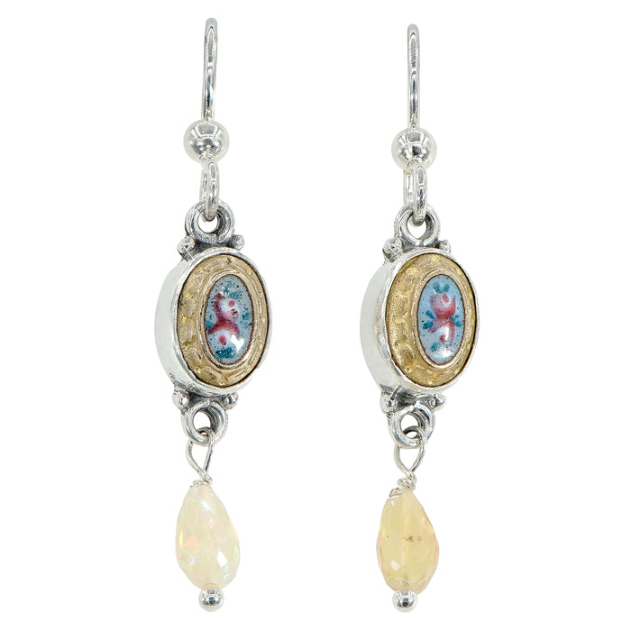 French Enamel Button Earrings