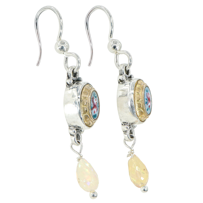 French Enamel Button Earrings