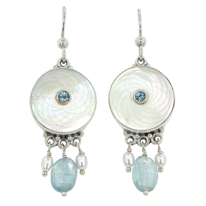 Victorian Carved Shell Pearl Button Earrings