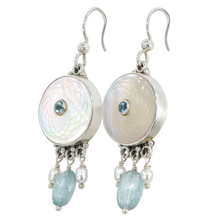 Victorian Carved Shell Pearl Button Earrings