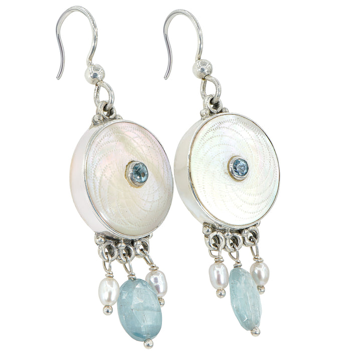 Victorian Carved Shell Pearl Button Earrings