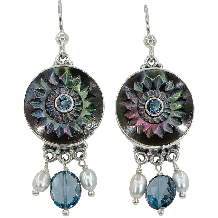 Carved Shell Button Earrings