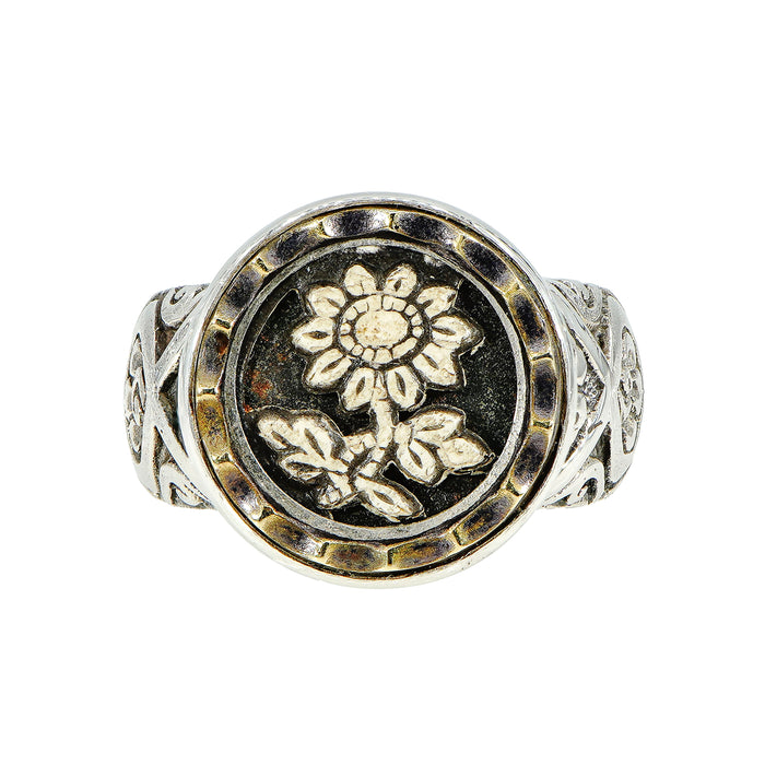 Victorian Daisy Ivoroid Button Ring