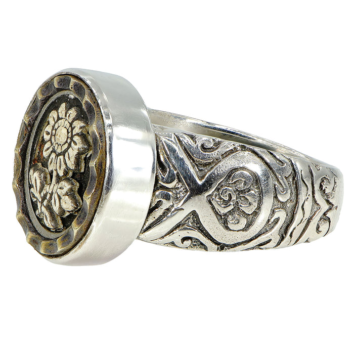 Victorian Daisy Ivoroid Button Ring