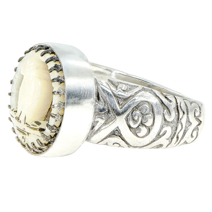 Antique Pearl & Shell Bird Button Ring
