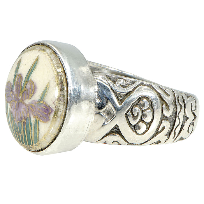 Orchid Satsuma Antique Button Ring