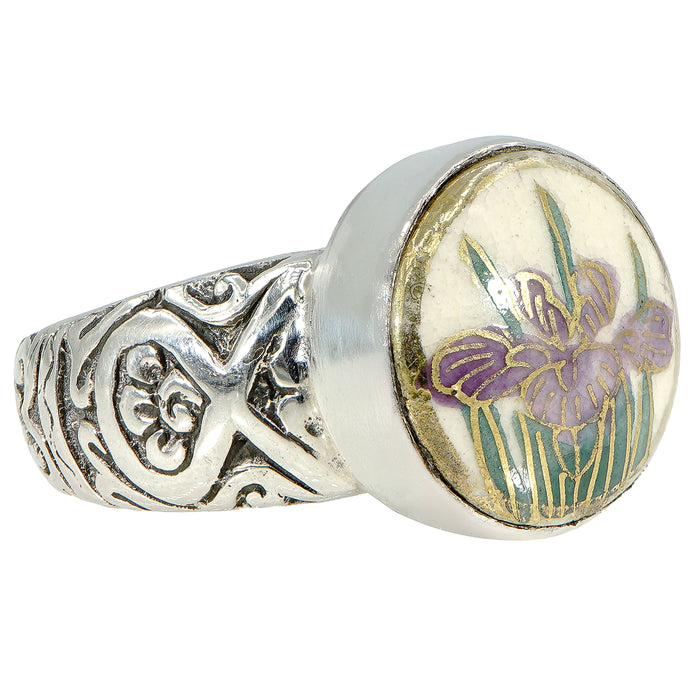 Orchid Satsuma Antique Button Ring