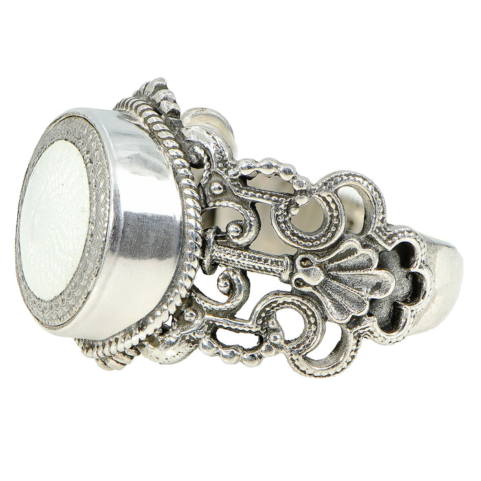 Victorian French Enamel Button Ring