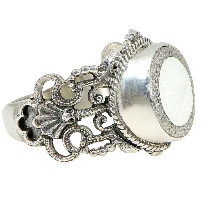 Victorian French Enamel Button Ring