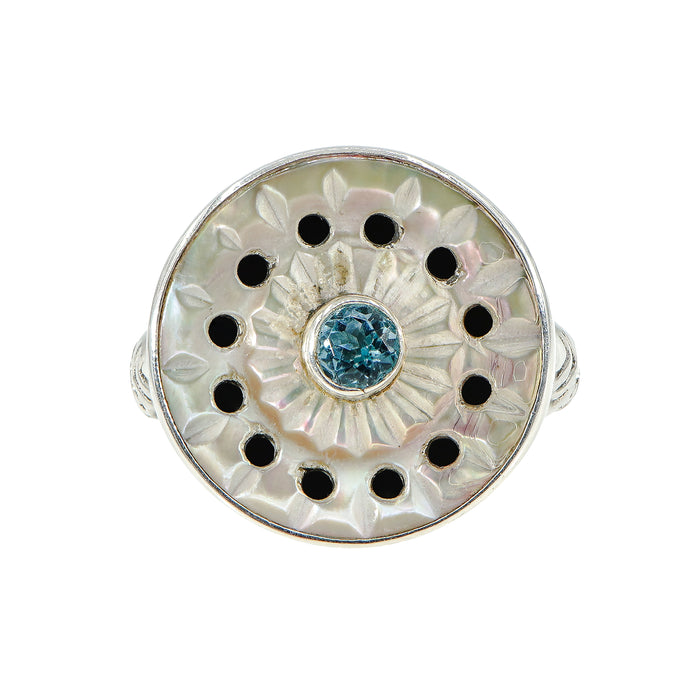 Victorian Carved Shell Button Ring
