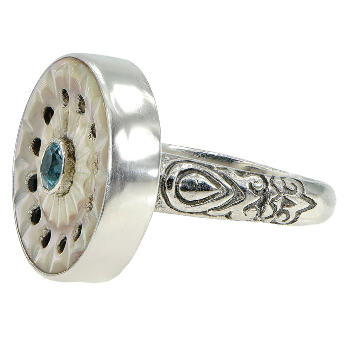 Victorian Carved Shell Button Ring