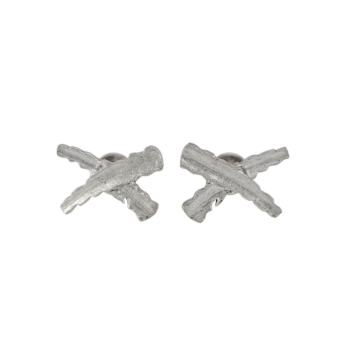 Rhodium X Stud Earrings