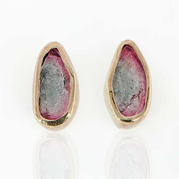 Bi-Color Tourmaline Stud Earrings