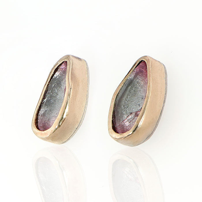 Bi-Color Tourmaline Stud Earrings