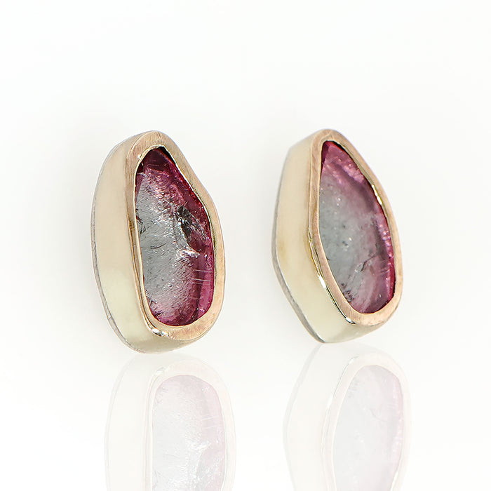 Bi-Color Tourmaline Stud Earrings