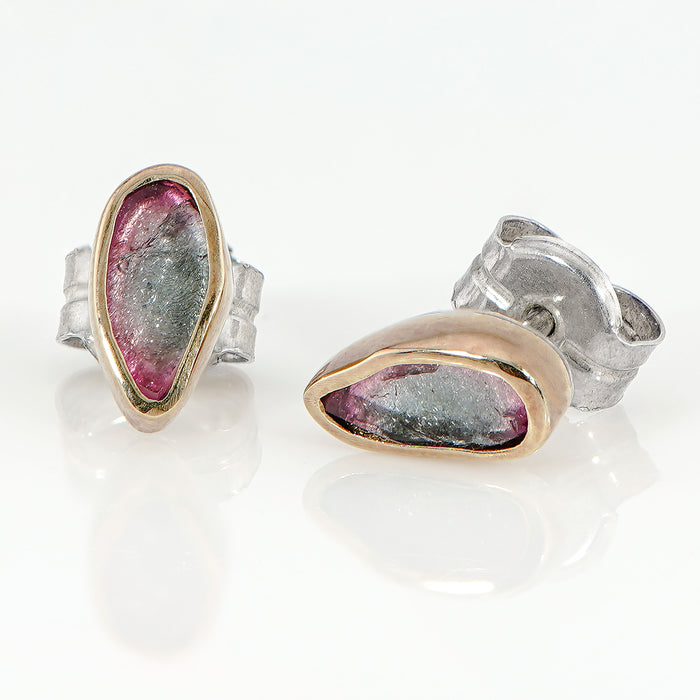 Bi-Color Tourmaline Stud Earrings
