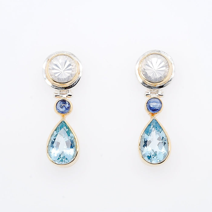 Ice Quartz, Kyanite, & Sky Blue Topaz Post Earrings