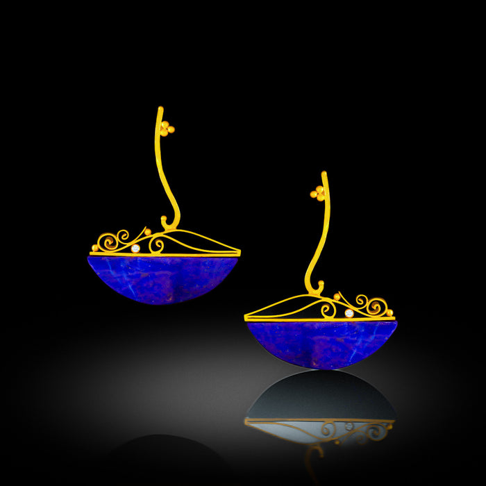 Lapislázuli Gold & Diamond Earrings