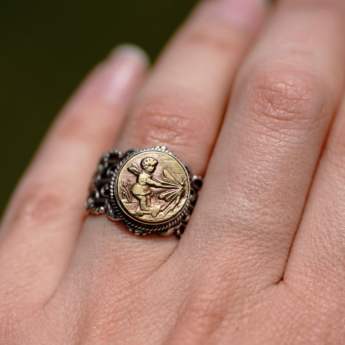 Victorian Cherub Button Ring