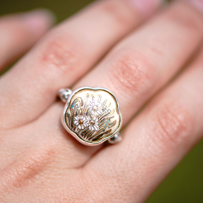 Satsuma Floral Button Ring