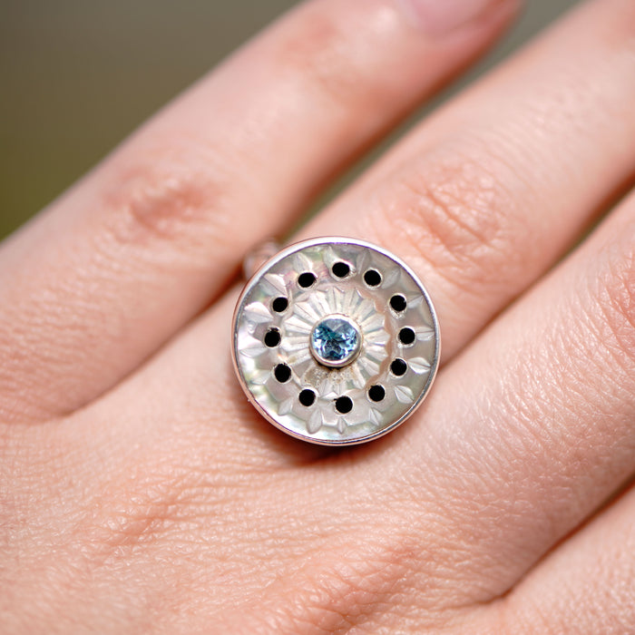 Victorian Carved Shell Button Ring