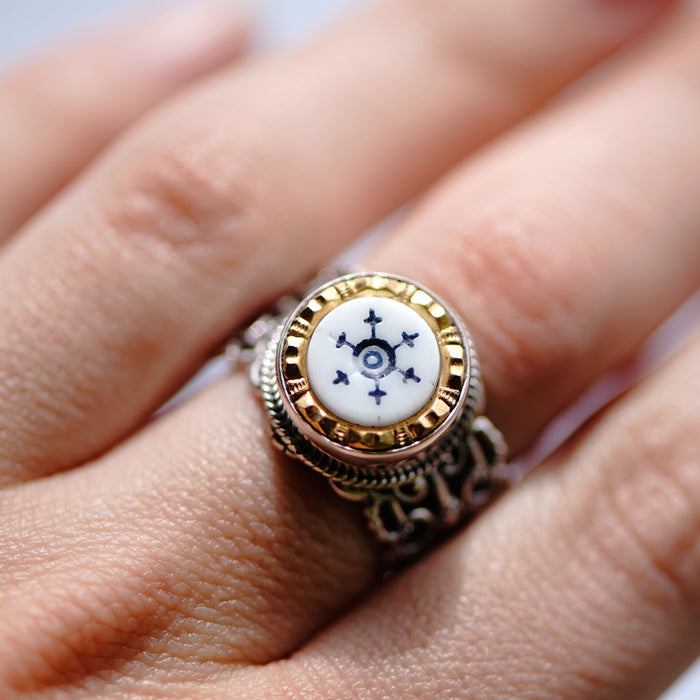 Victorian Nautical Glass Button Ring
