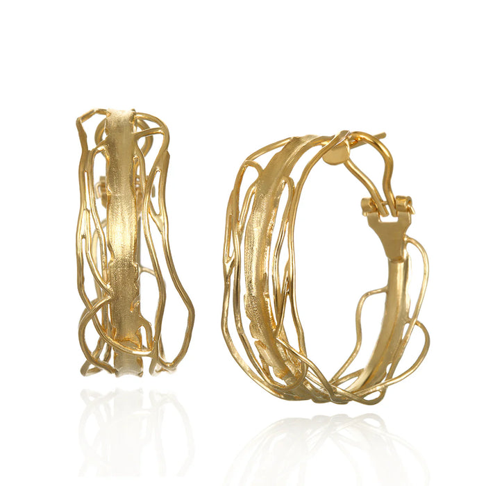 Large Omega Gold Edge Hoops