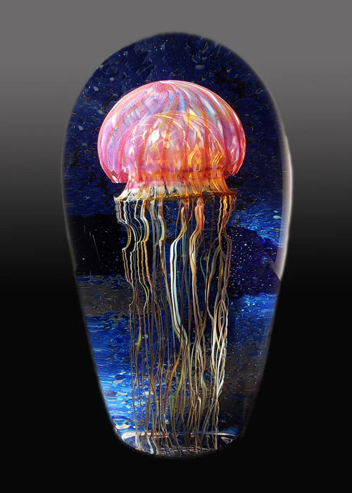 Gold Ruby Jellyfish Seascape Sculpture