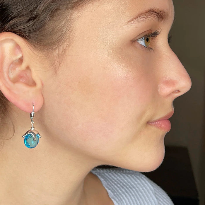Blue Topaz Silver Jester Earrings