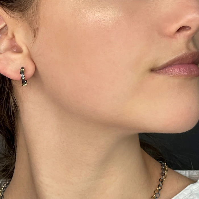 Black and Gold Wrapped Hoop Earrings