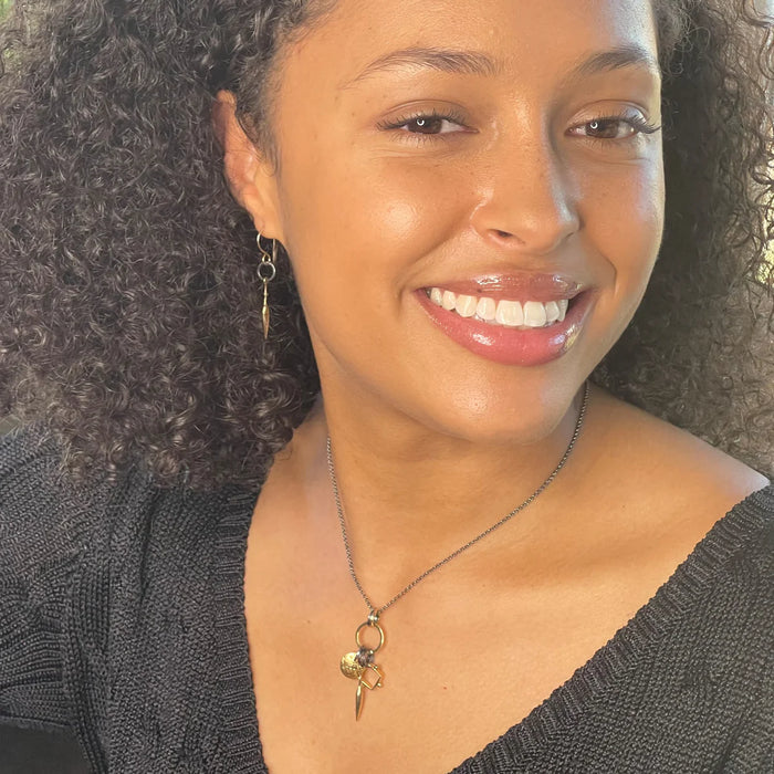 Black and Gold Triple Charm Element Necklace