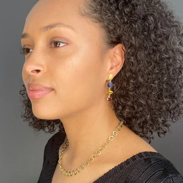 Iolite Jewel Drop East West Marquise Earrings