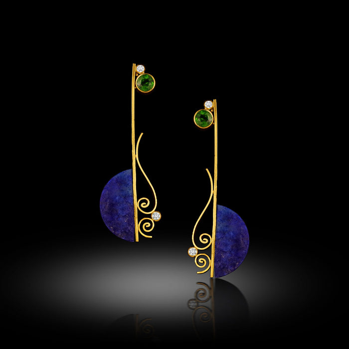 Lapislázuli & Chrome Diopside Earrings