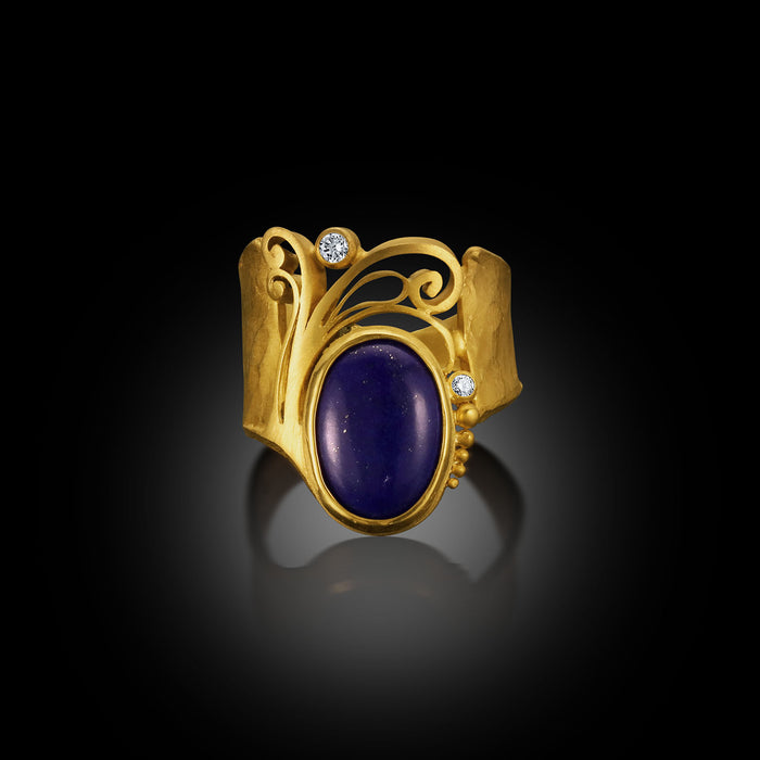 Lapislázuli Gold & Diamond Ring