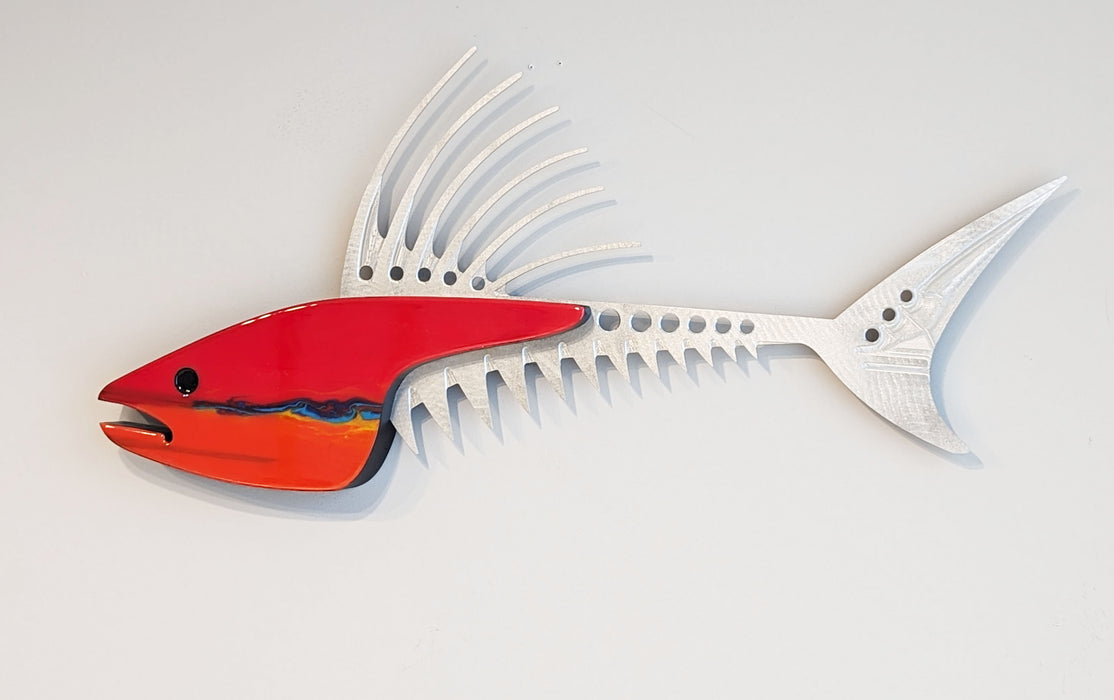 Blazing Red Roosterfish Sculpture