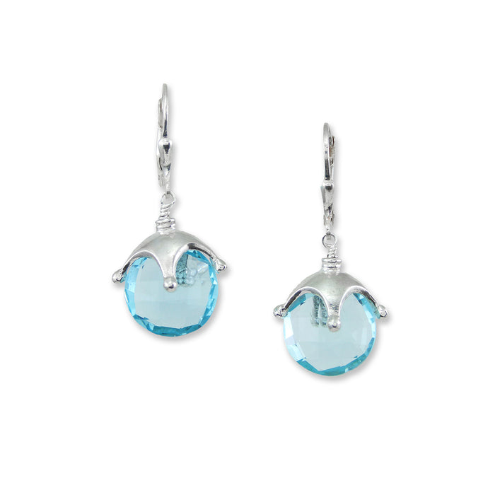 Blue Topaz Silver Jester Earrings