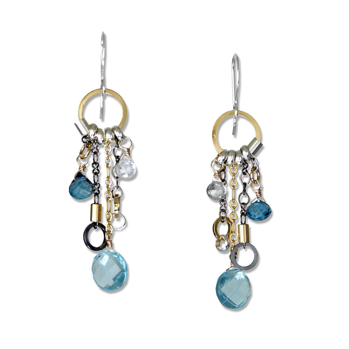 Blue Topaz Long Drop Earrings