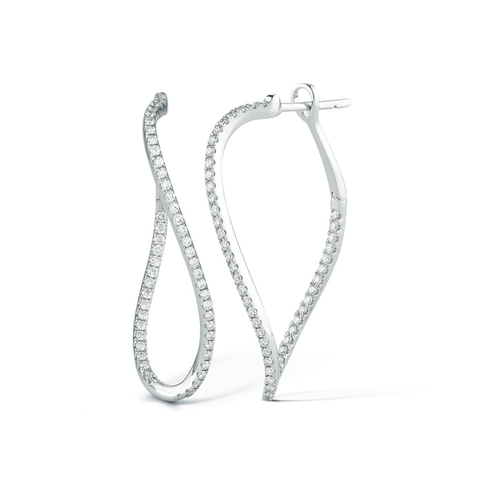 Large Scribble Waterfall Pavé Hoop Earrings