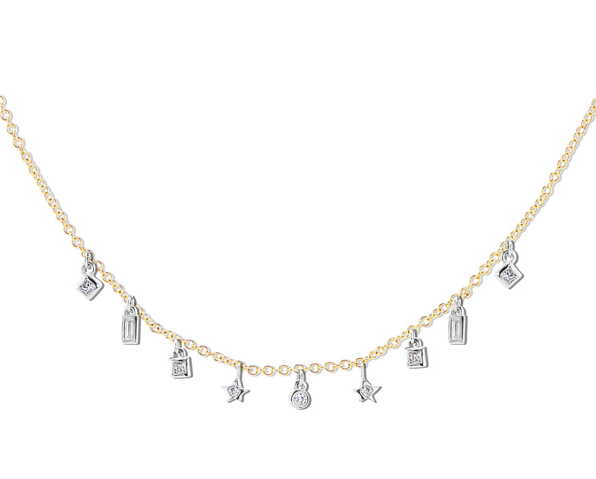 Scribble 9 Diamond Bezel Charm Necklace