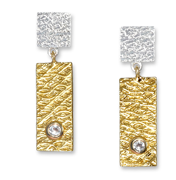 Silver & Gold Tab Earrings