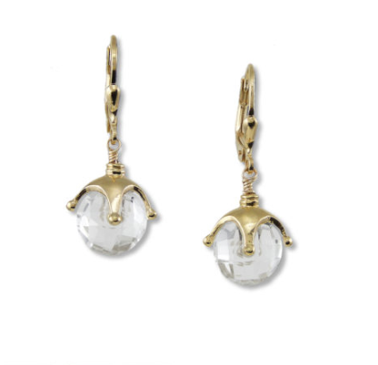 Quartz Crystal Jester Earrings