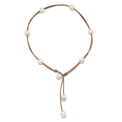 Versatile Six Freshwater Necklace White